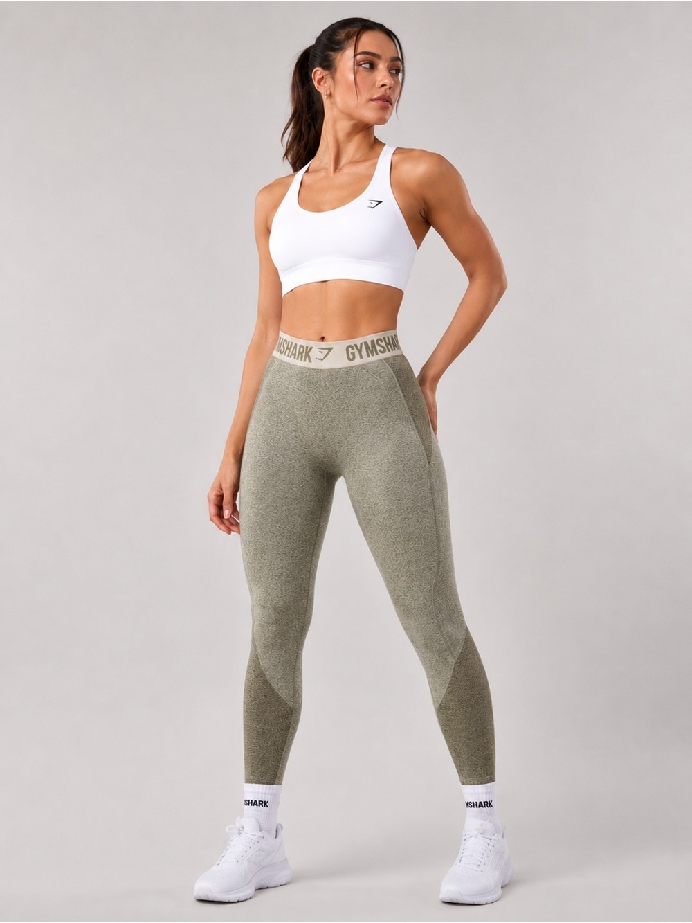 Gymshark Flex Seamless Olive Marl Leggings Size S